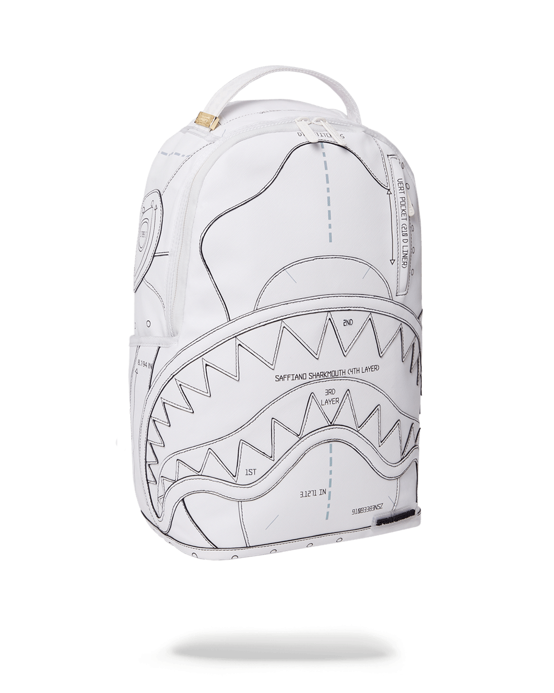 Sprayground Backpack TECHNICAL CUT SEW SHARK White