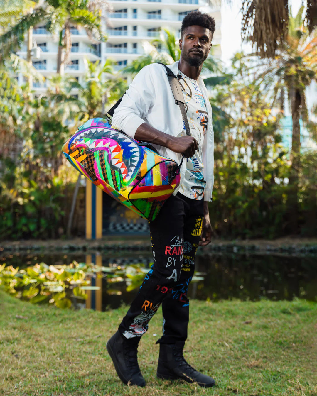 Sharks In Paint Large Duffle