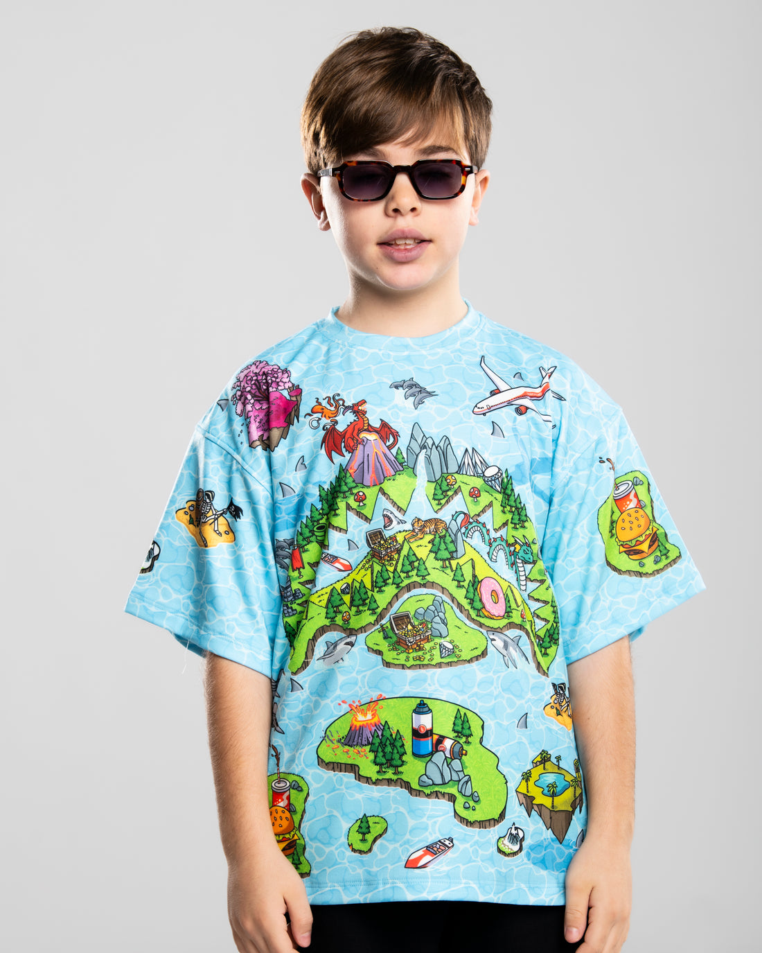 SHARK ISLAND MAYHEM OVER T-SHIRT