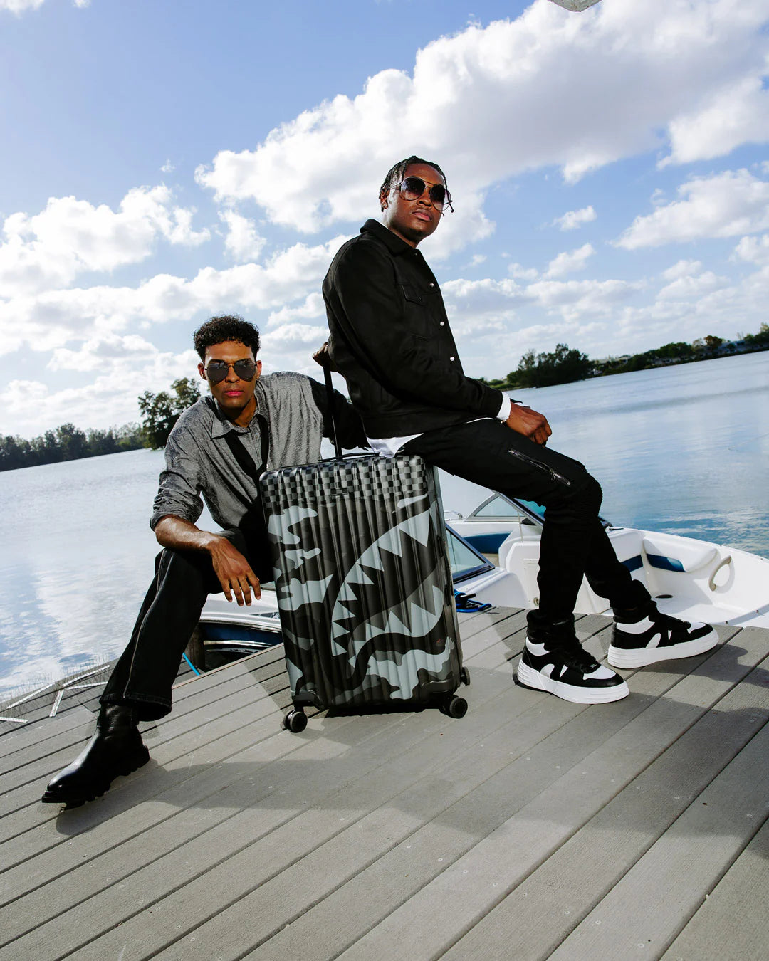 Split Up Camo Tear Large Hard Luggage