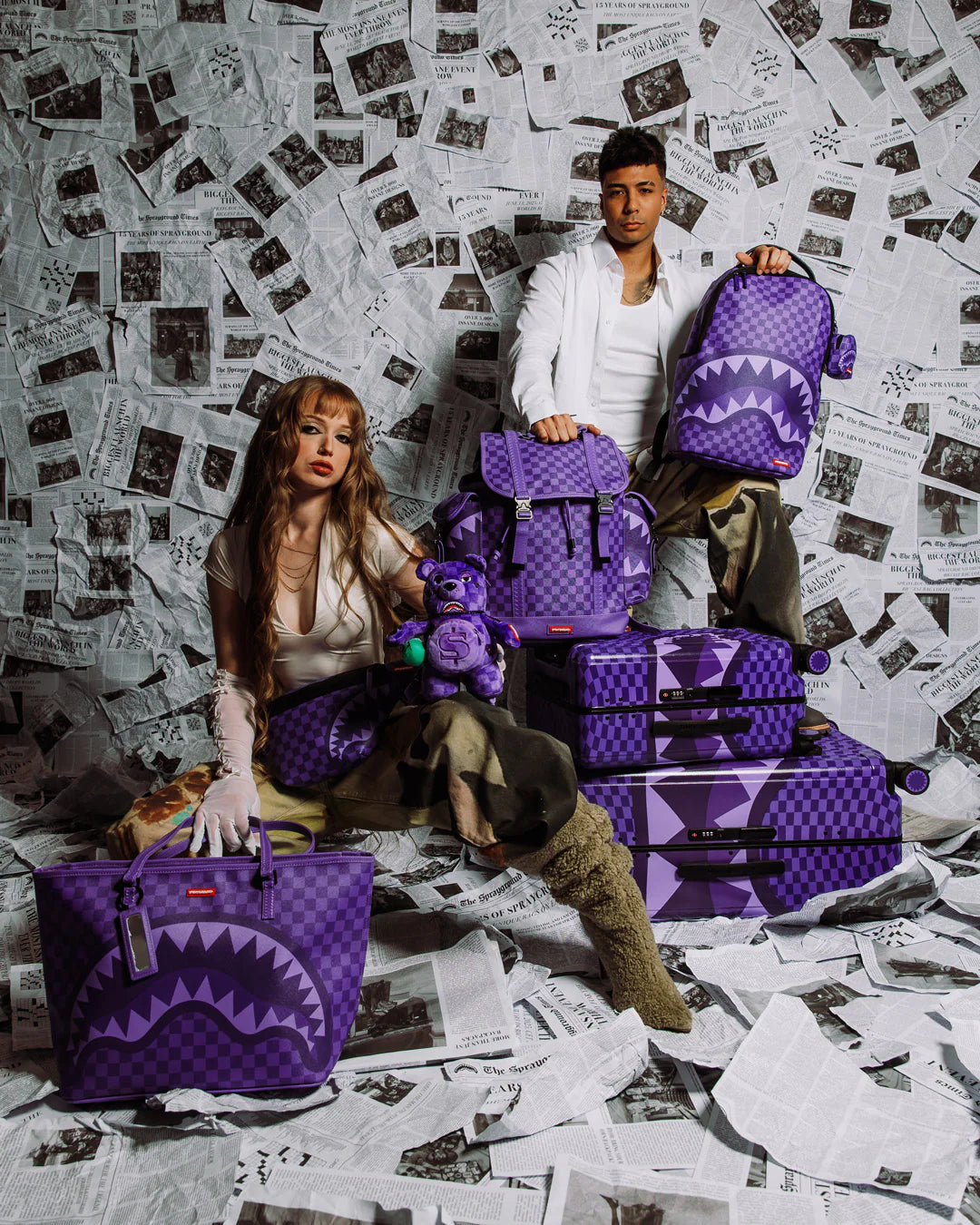 PURPLE SHARK SHARKS IN PARIS CARRY-ON LUGGAGE