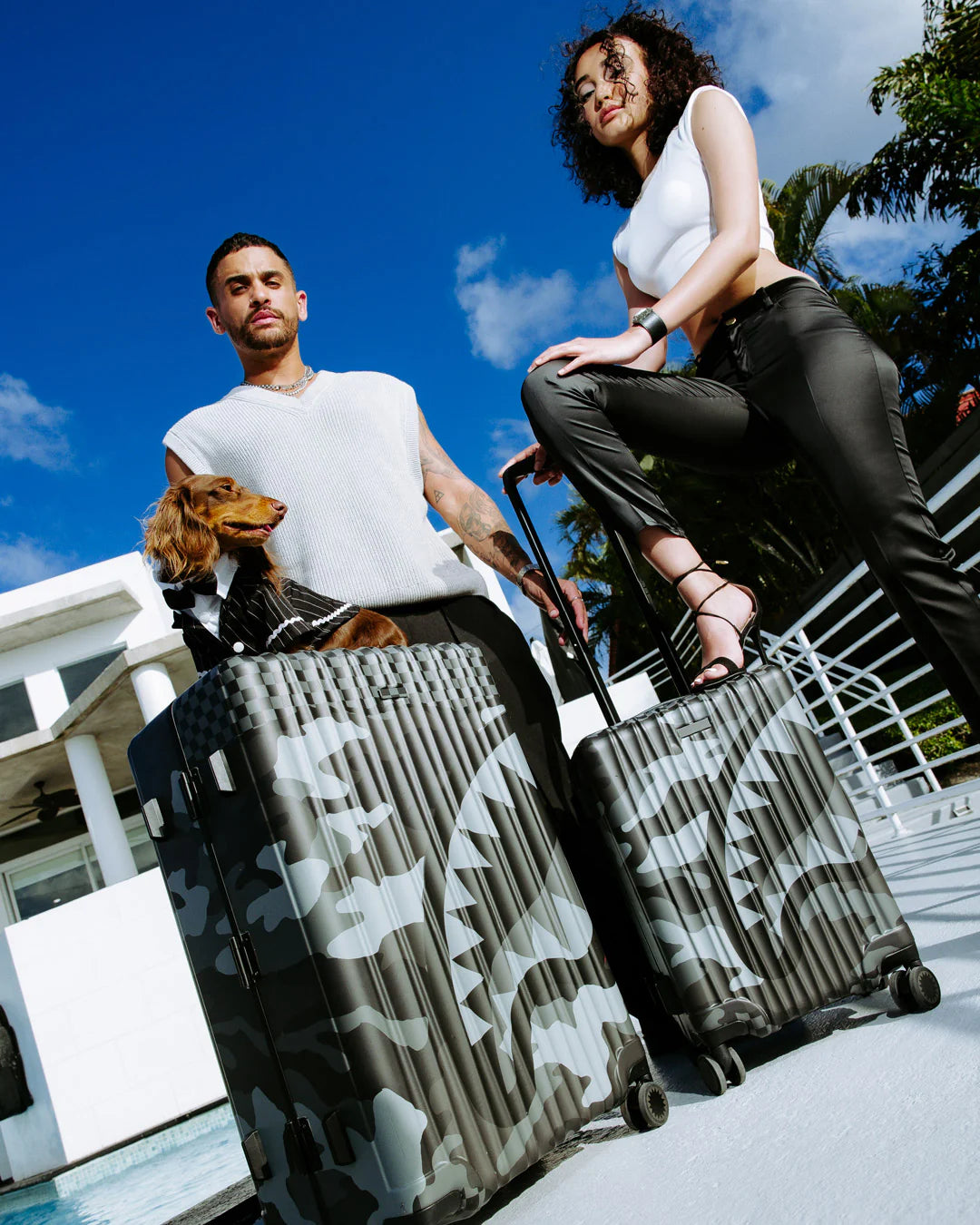 Split Up Camo Tear Large Hard Luggage