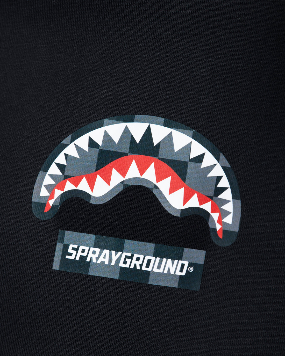 Checkered Shark Hoodie Blk