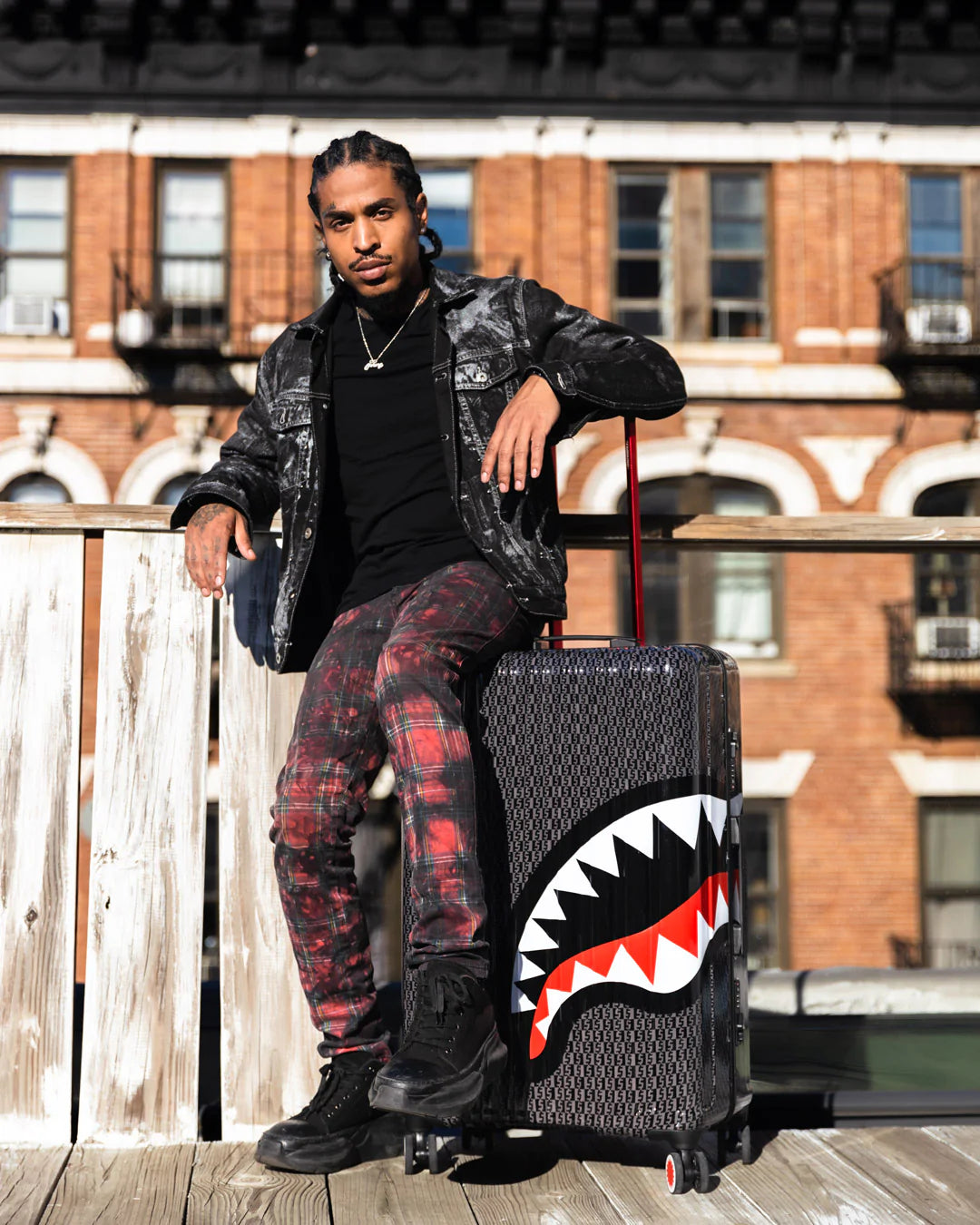 Grey Money Check Luggage 910cl182nsz