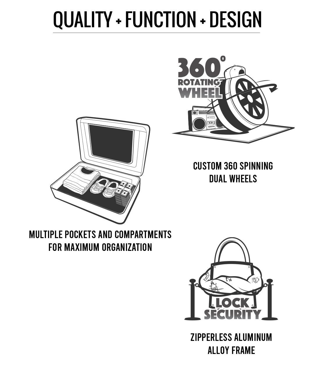 Black Molded Shark Mouth Carry-on Luggage