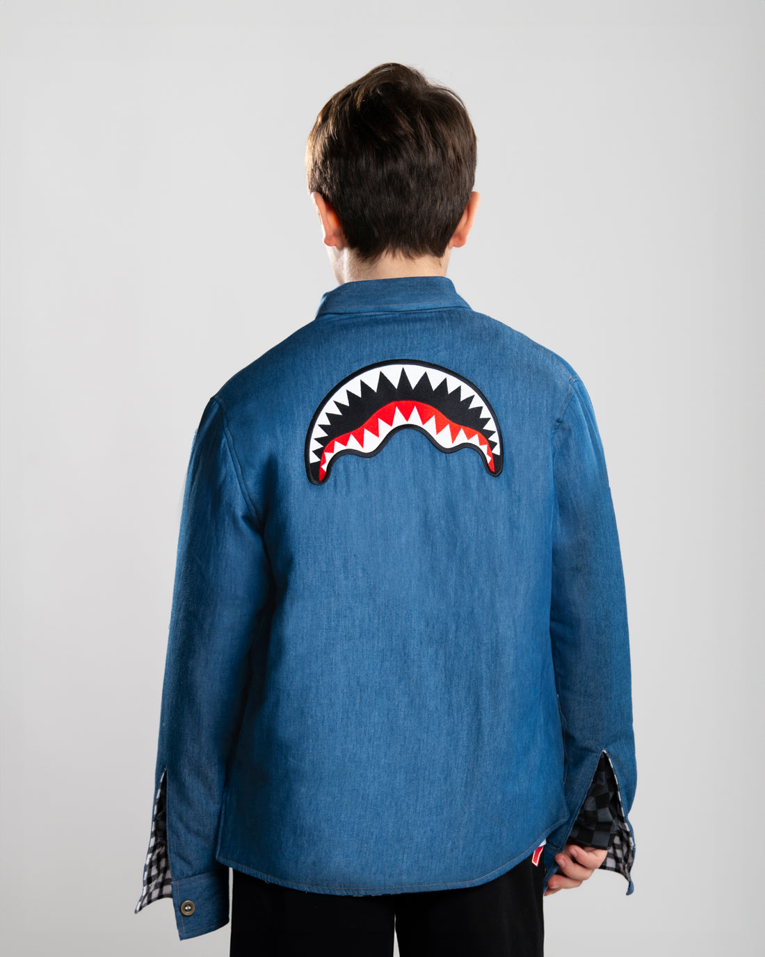 CHECK DENIM PADDED DOUBLE SHIRT J