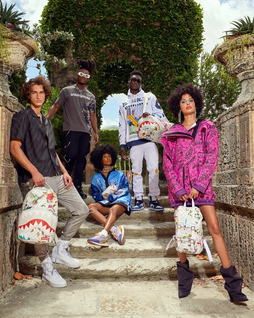 Sprayground Backpack IN THE GARDEN BACKPACK White