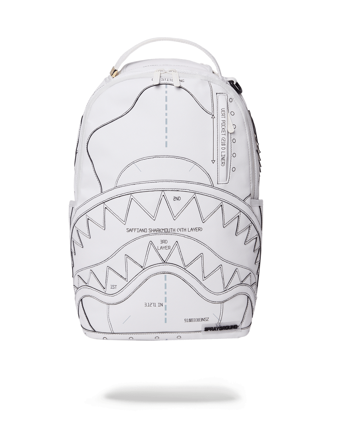 Sprayground Backpack TECHNICAL CUT SEW SHARK White