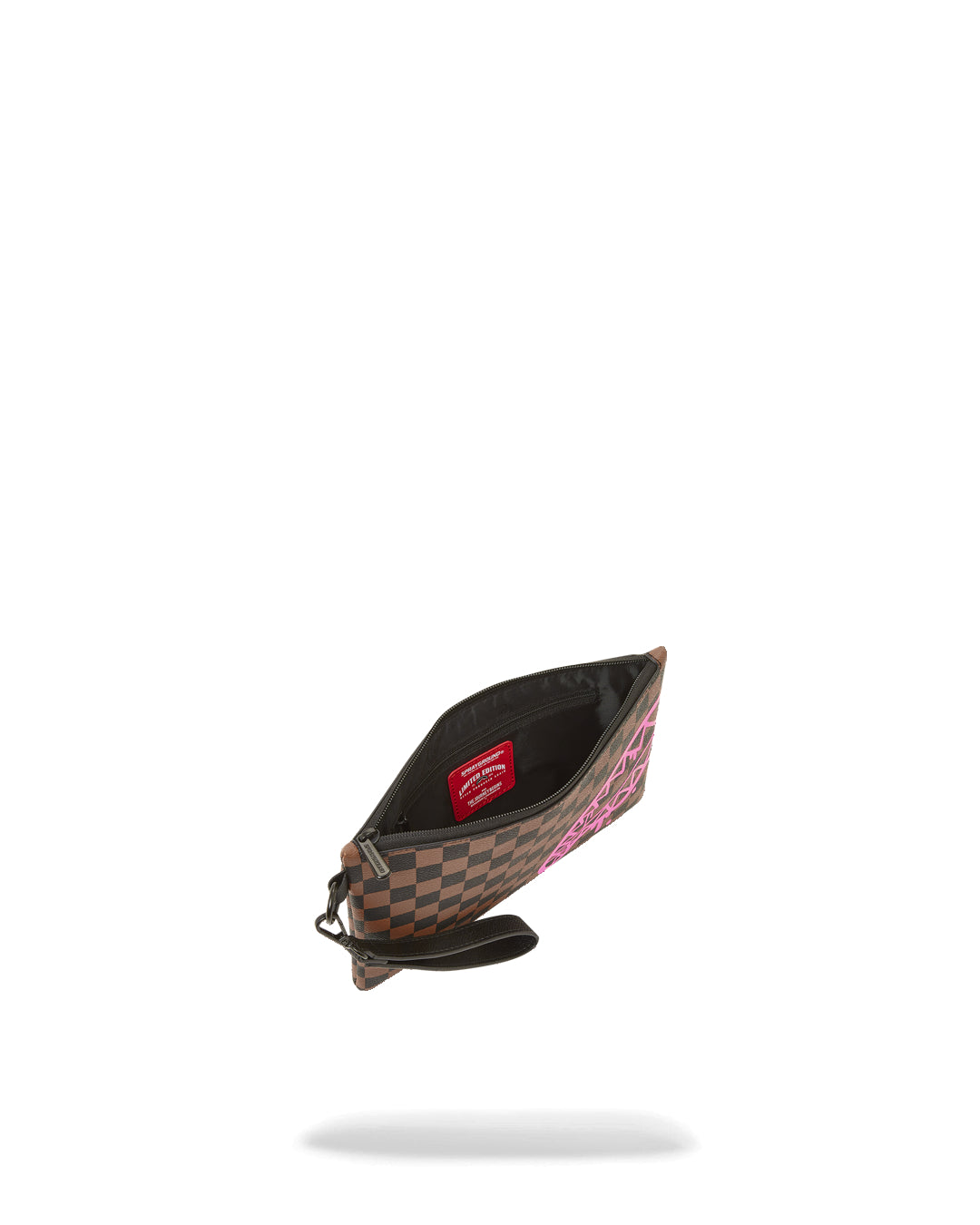 Pink Drip Brown Check Pouchette