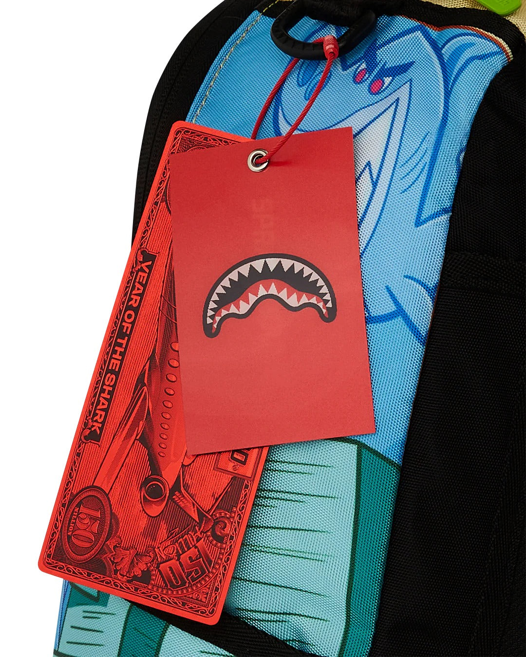 TIMMY SITTING ON MONEY CHAIR BACKPACK