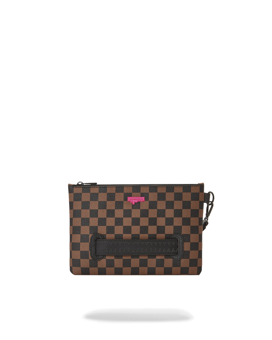 Pink Drip Brown Check Pouchette