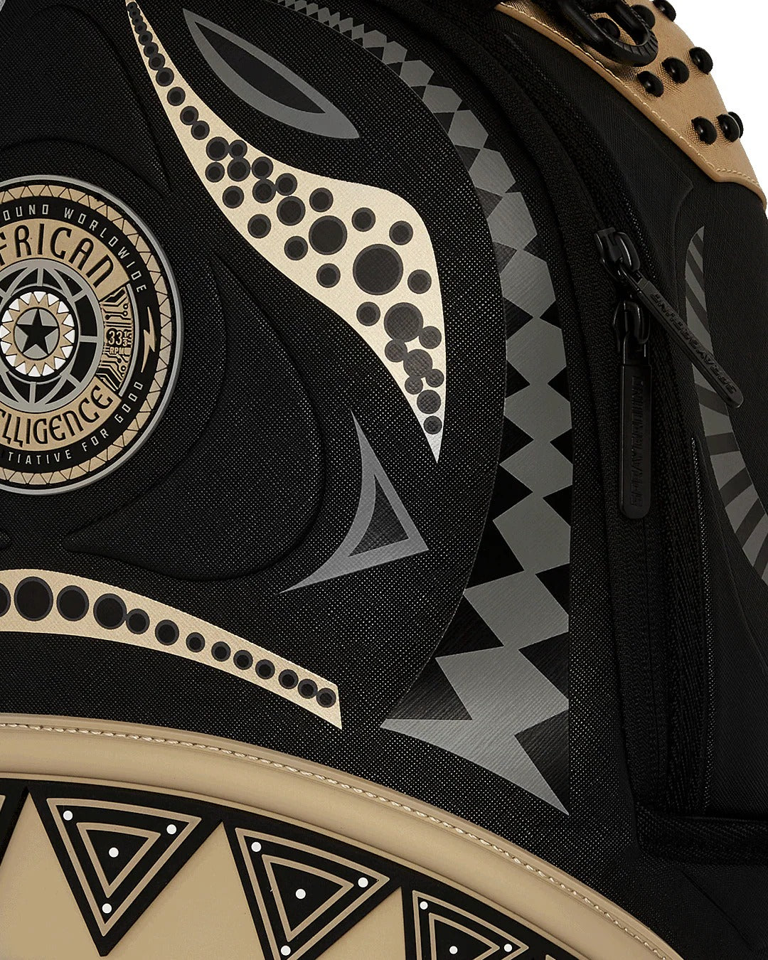 AI WONDERLAND GOLD AND BLACK BACKPACK